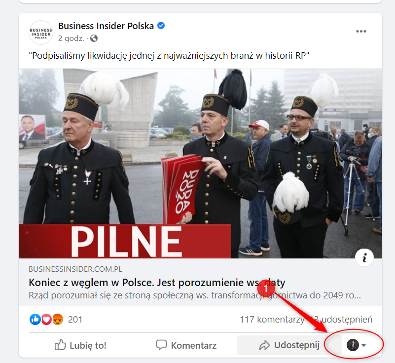 komentowanie jako fanpage